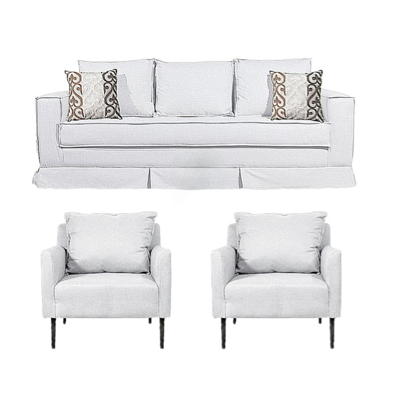 MUNDO LIVING - Living 311 Siena Crudo Sofa 3 cuerpos + 2 poltronas resortes