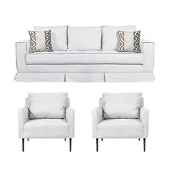 MUNDO LIVING - Living 311 Siena Crudo Sofa 3 cuerpos + 2 poltronas resortes