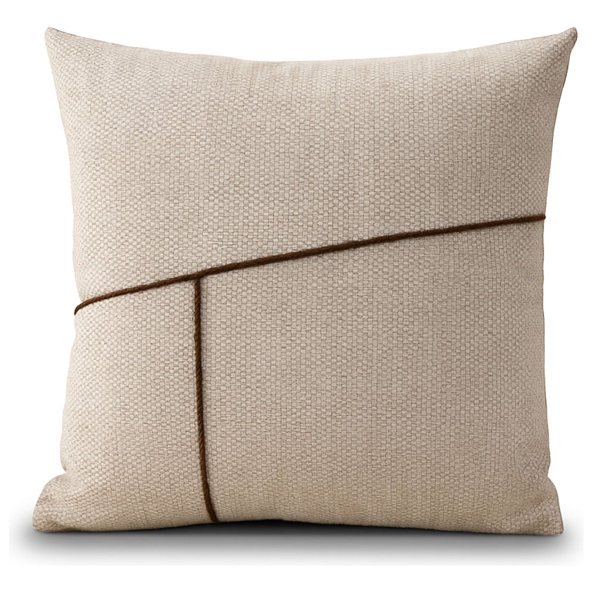 ARMONIA - Funda de cojín marrón elegante 45x45 con costura decorativa 677