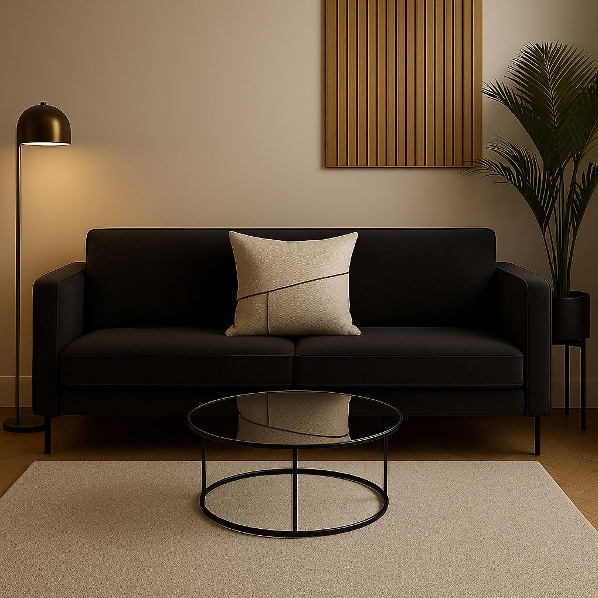 ARMONIA - Funda de cojín marrón elegante 45x45 con costura decorativa 677