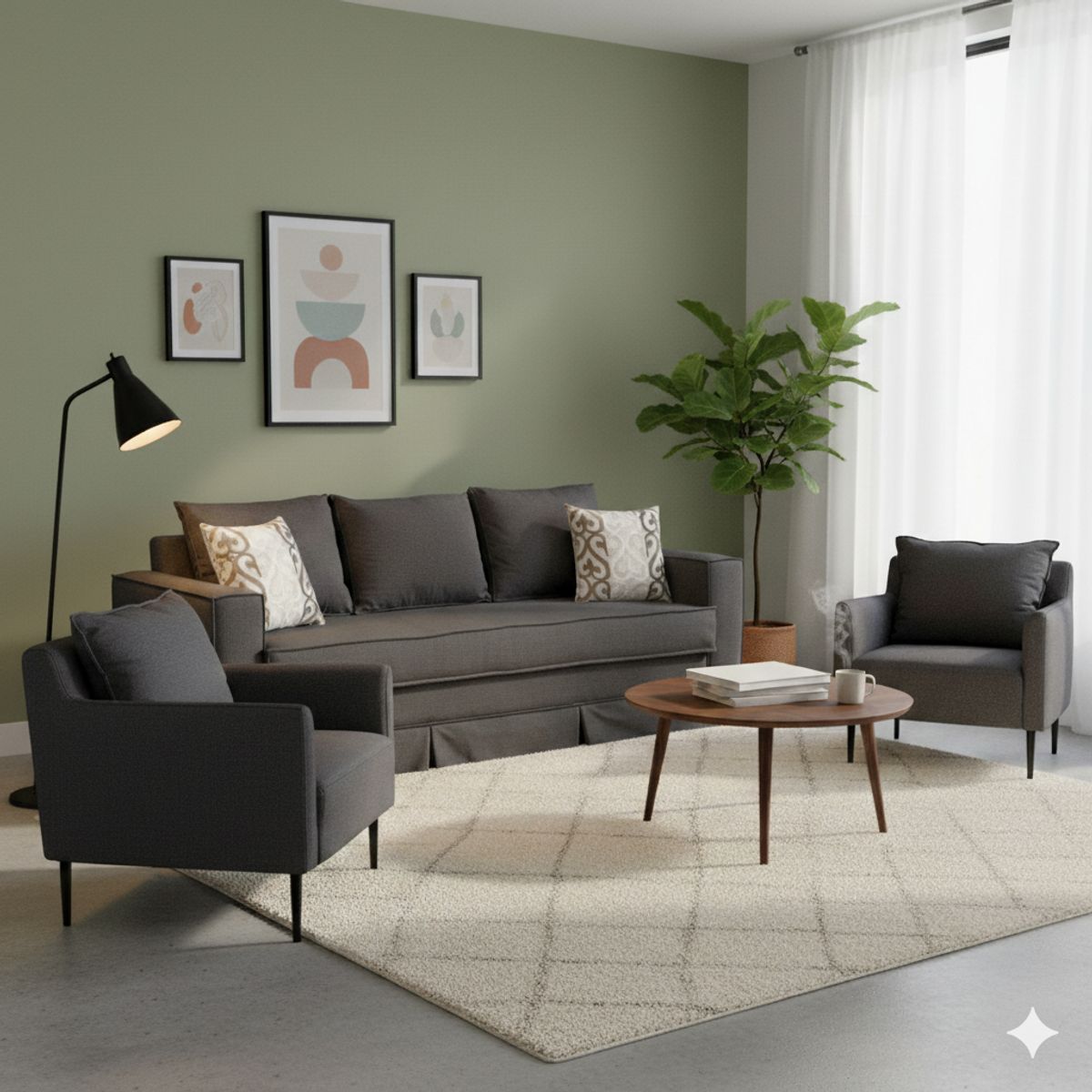 MUNDO LIVING - Living 311 Siena Marengo Sofa 3 cuerpos + 2 poltronas resortes u.s.a