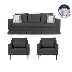 MUNDO LIVING - Living 311 Siena Marengo Sofa 3 cuerpos + 2 poltronas resortes