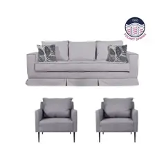MUNDO LIVING - Living 311 Siena Gris claro Sofa 3 cuerpos + 2 poltronas resortes