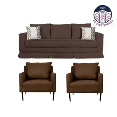 MUNDO LIVING - Living 311 Siena Cafe tostado Sofa 3 cuerpos + 2 poltronas resortes