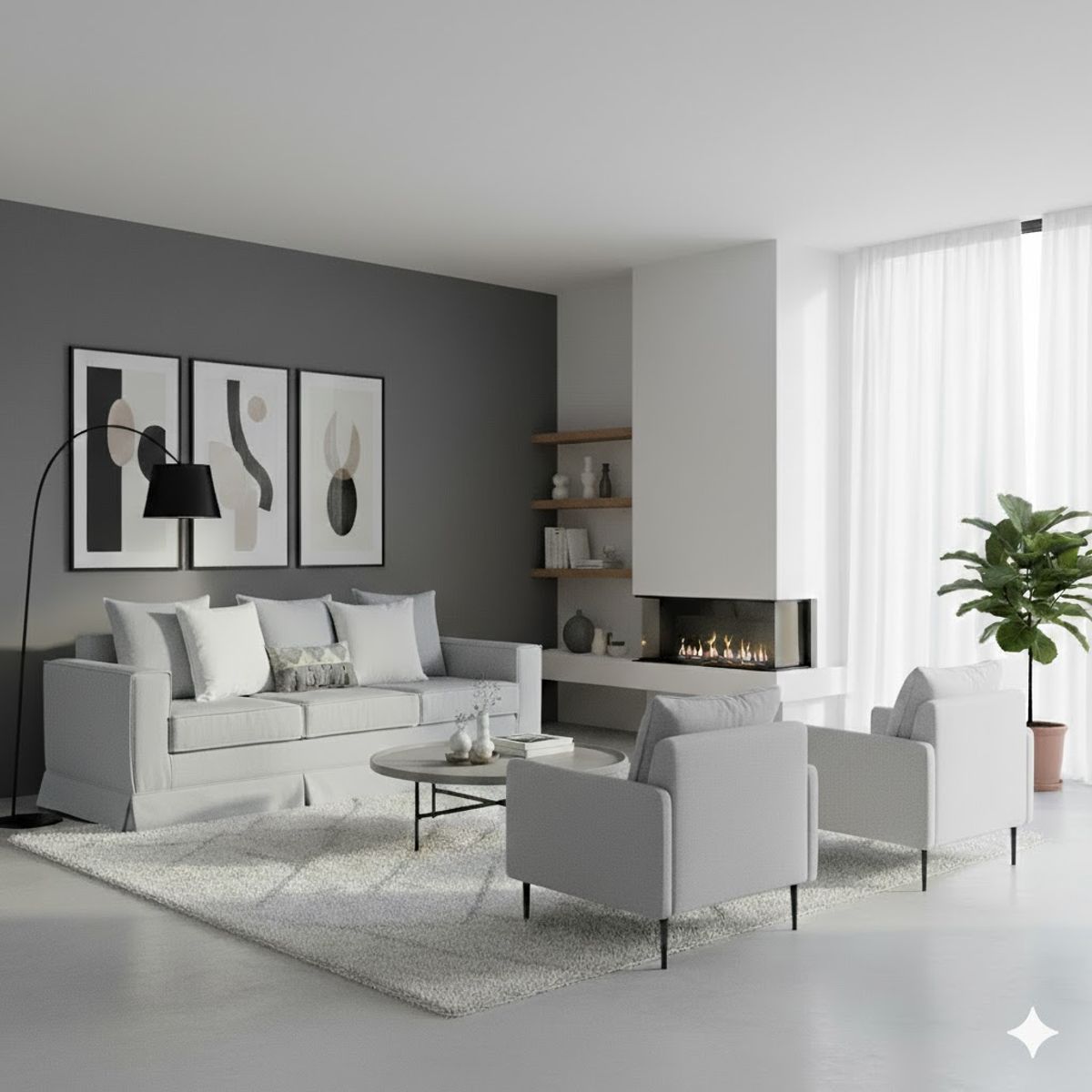 MUNDO LIVING - Living 311 Sahara gris claro Sofa 3 cuerpos + 2 poltronas resortes