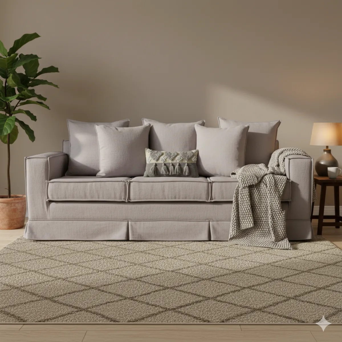 MUNDO LIVING - Living 311 Sahara gris claro Sofa 3 cuerpos + 2 poltronas resortes