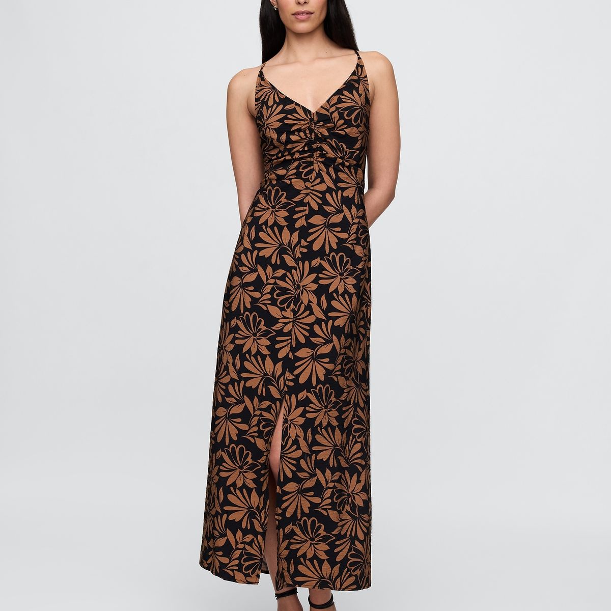GAP - Vestido Mujer Maxi Tie-Back Café Gap