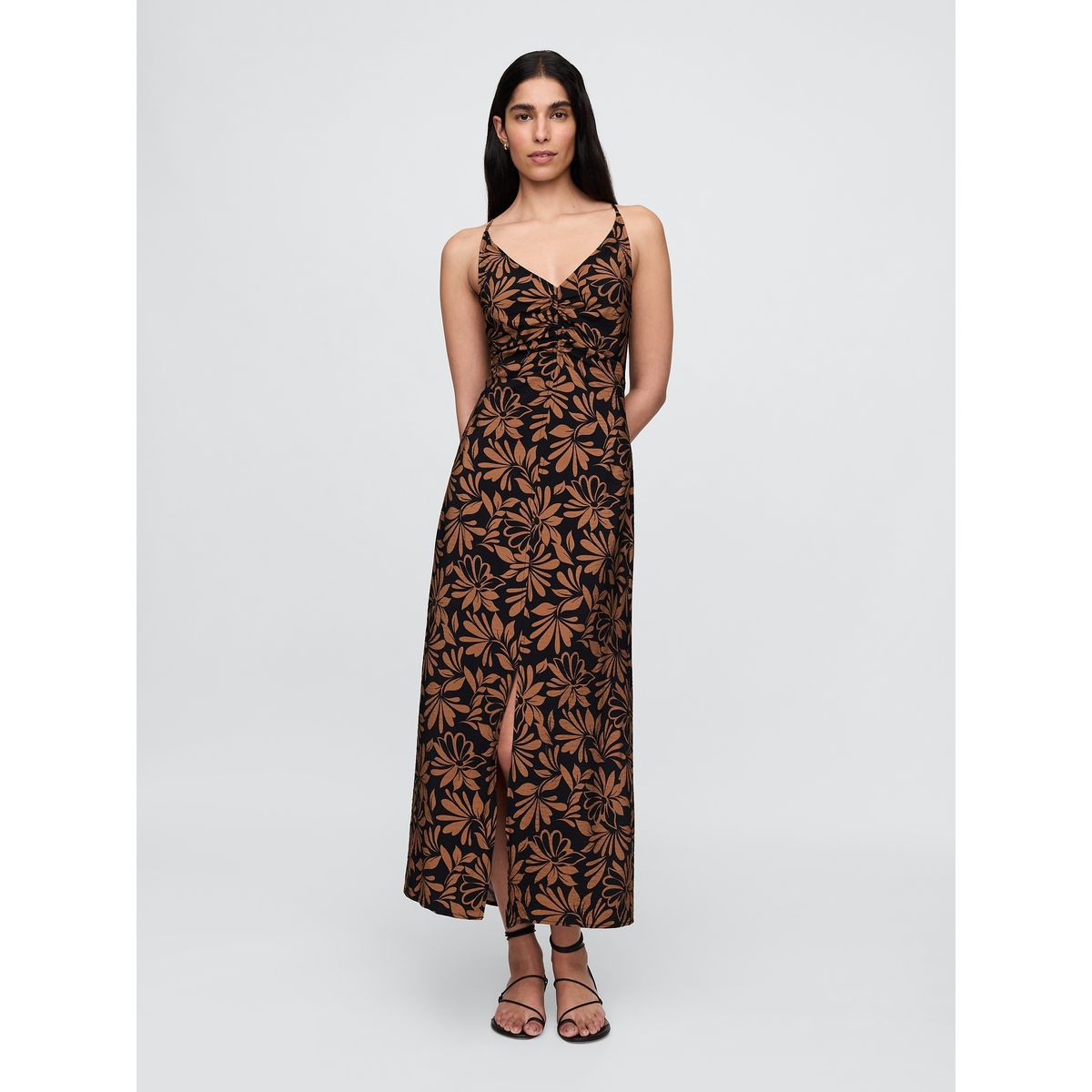 GAP - Vestido Mujer Maxi Tie-Back Café Gap