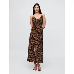 GAP - Vestido Mujer Maxi Tie-Back Café