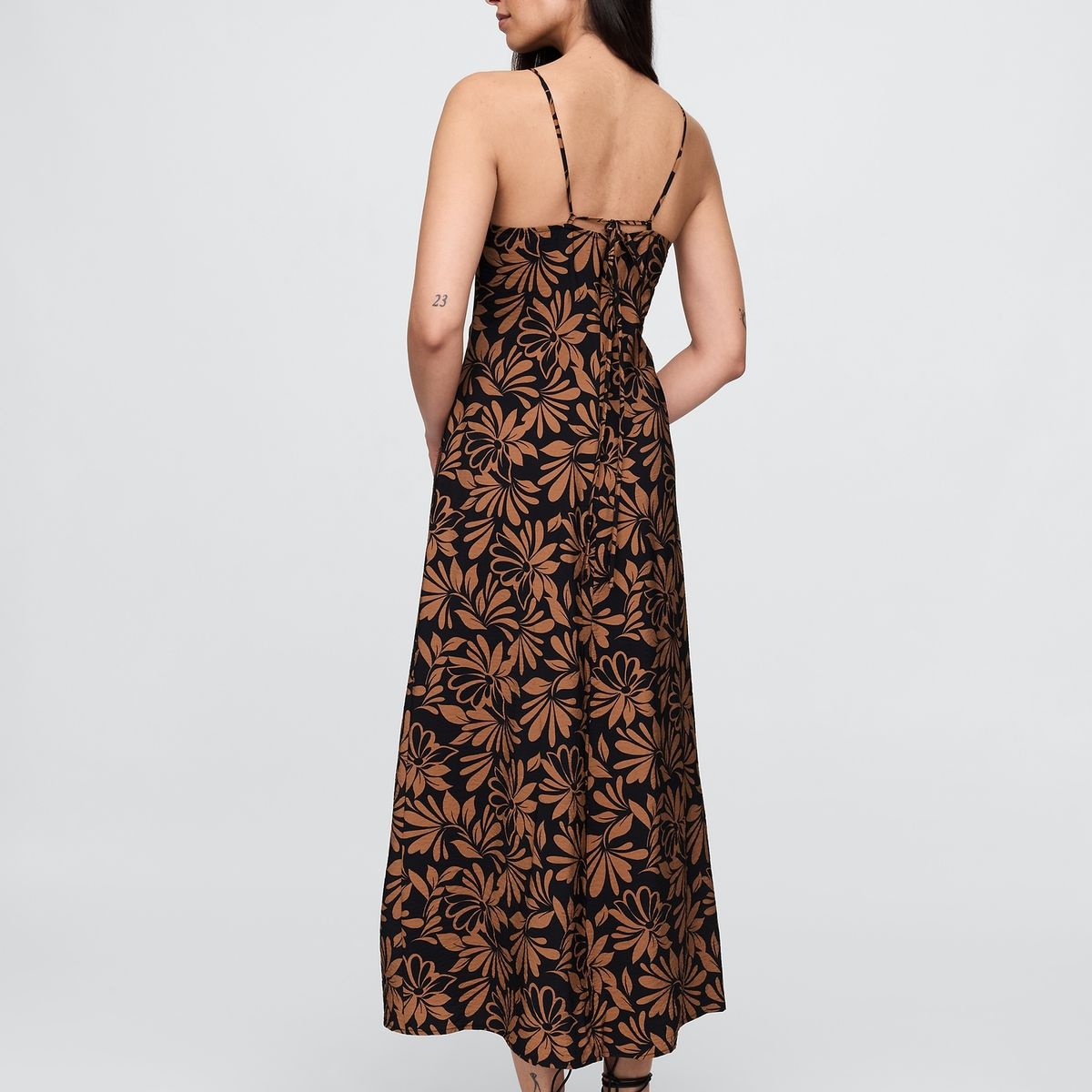 GAP - Vestido Mujer Maxi Tie-Back Café Gap