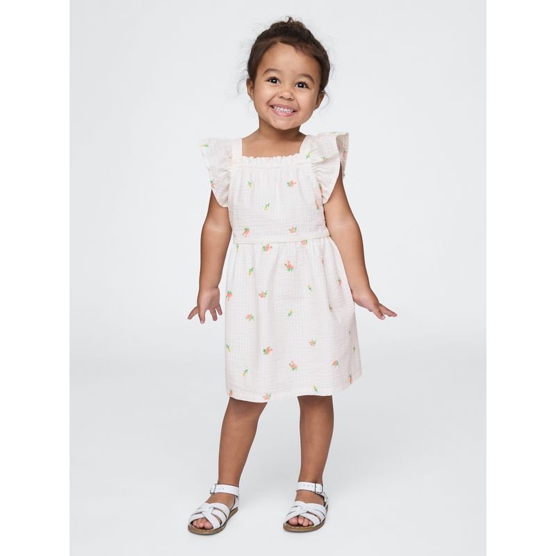 GAP - Vestido Toddler Niña Seersucker Flutter Blanco Gap