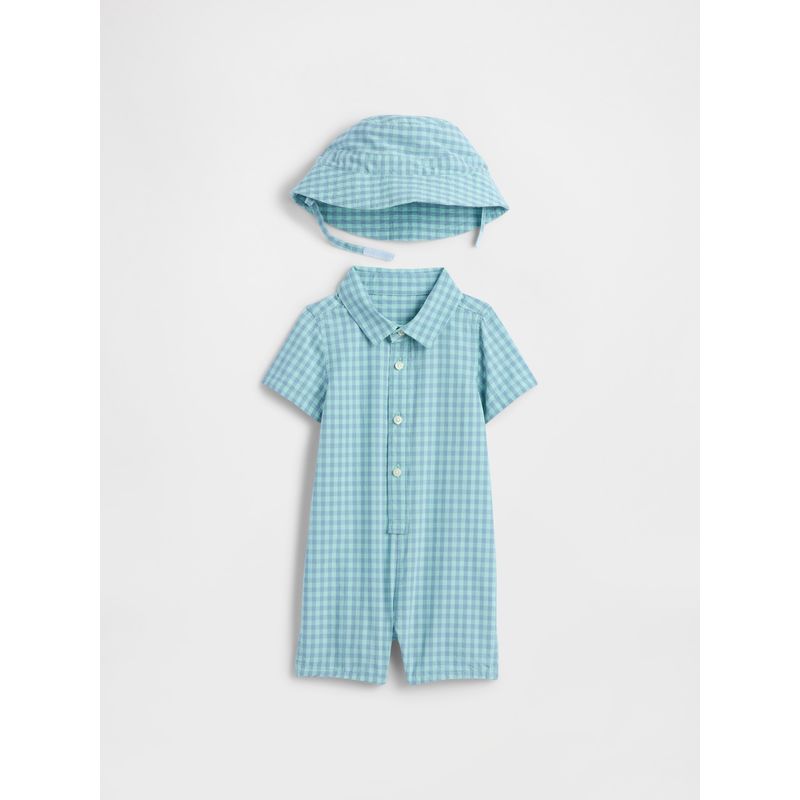 GAP - Outfit Set Bebe Niño Cuadrillé Azul Gap