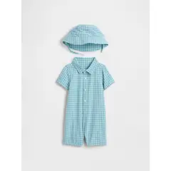 GAP - Outfit Set Bebe Niño Cuadrillé Azul