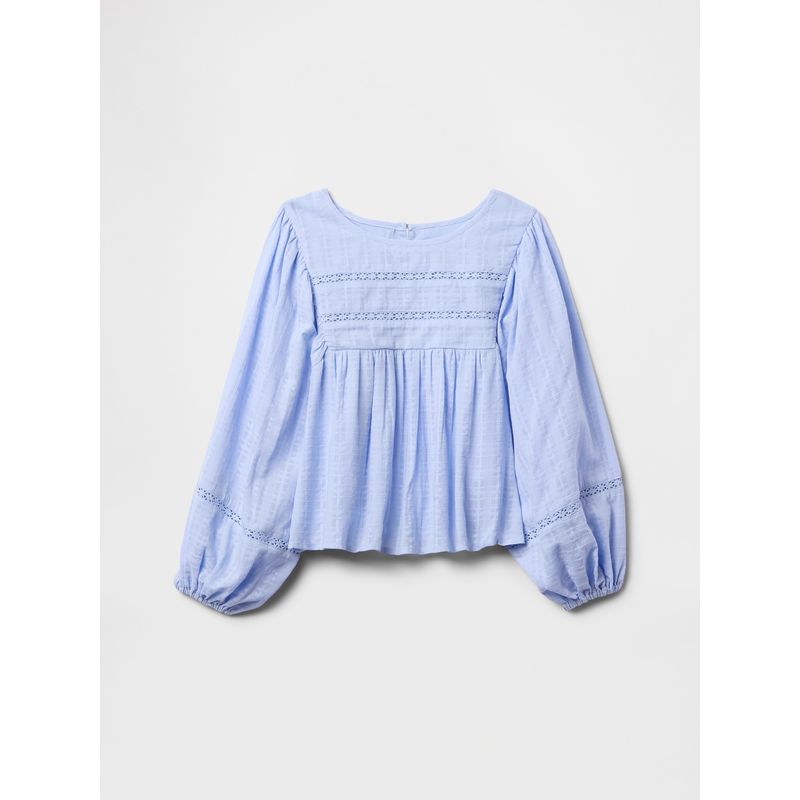 GAP - Blusa Niña Woven Manga Larga Azul Gap