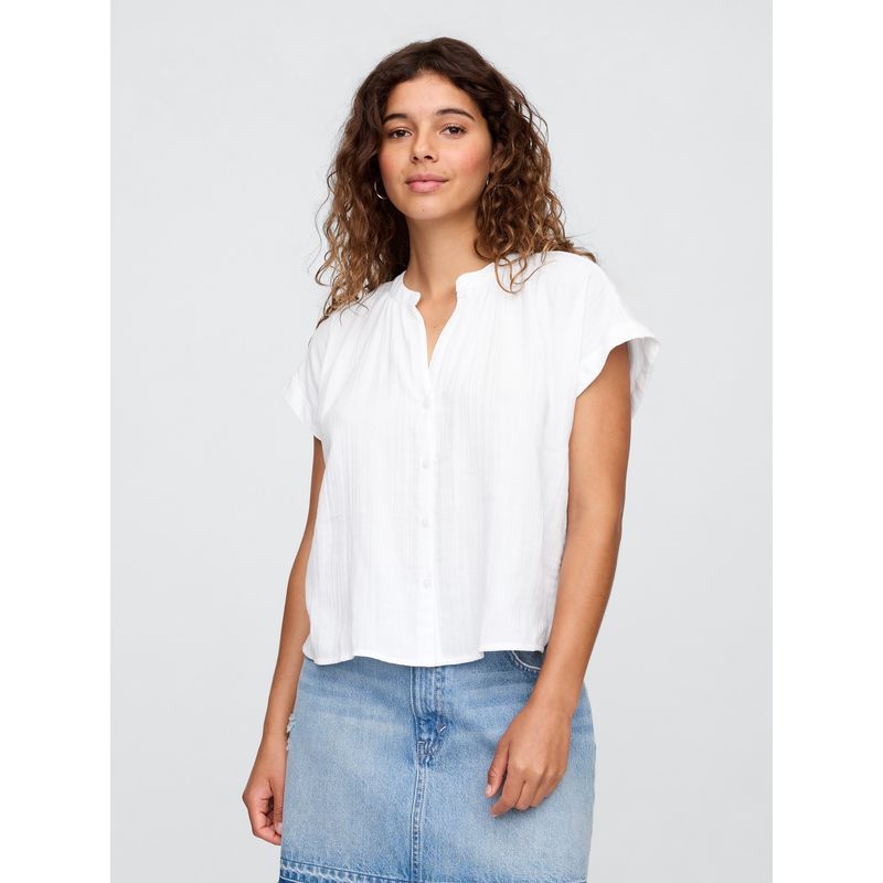 GAP - Blusa Mujer Gauze Manga Corta Blanco Gap