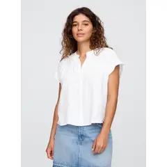 GAP - Blusa Mujer Gauze Manga Corta Blanco
