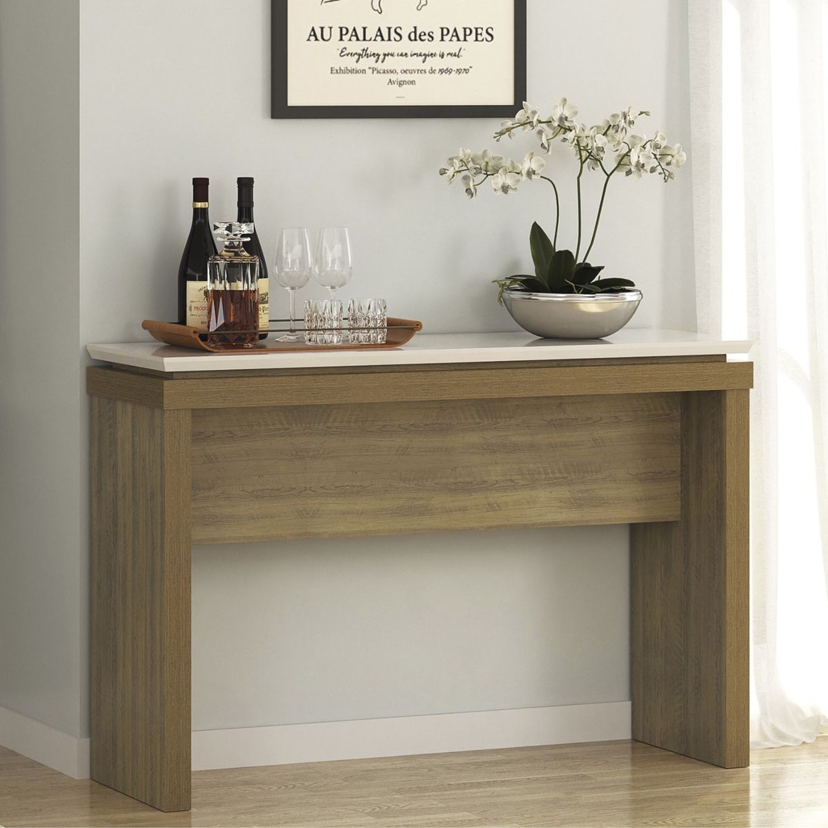 EXIT - Mesa de Arrimo Rectangular 120x79x33 cm Pino Beige - Luna