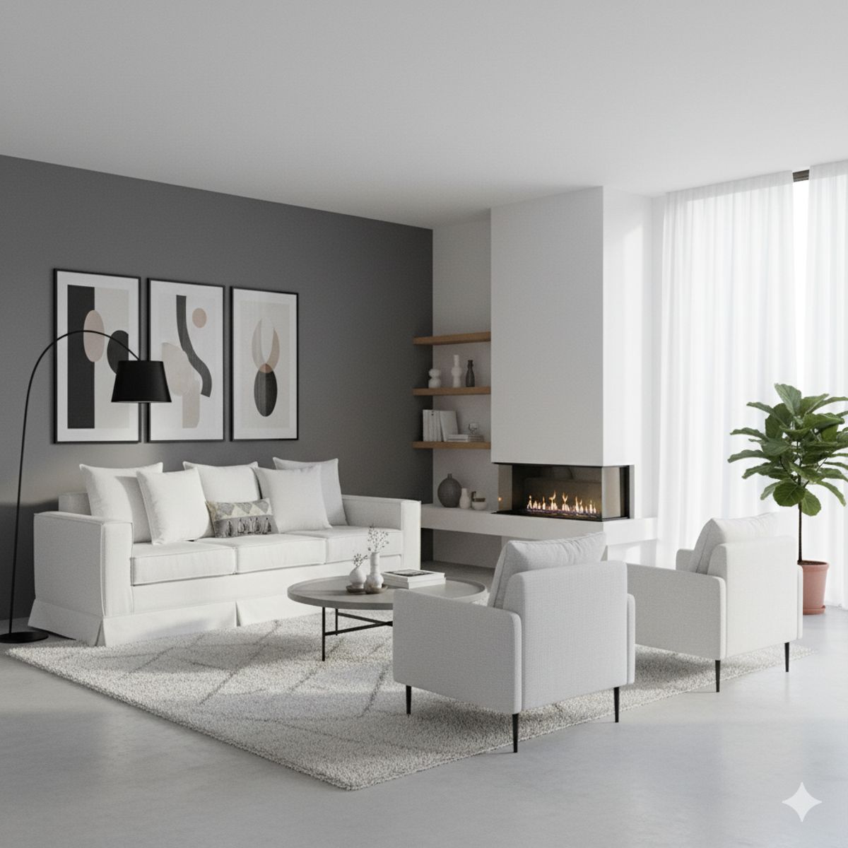 MUNDO LIVING - Living 311 Sahara Blanco inv Sofa 3 cuerpos + 2 poltronas resortes