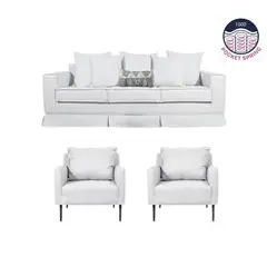 MUNDO LIVING - Living 311 Sahara Blanco inv Sofa 3 cuerpos + 2 poltronas resortes