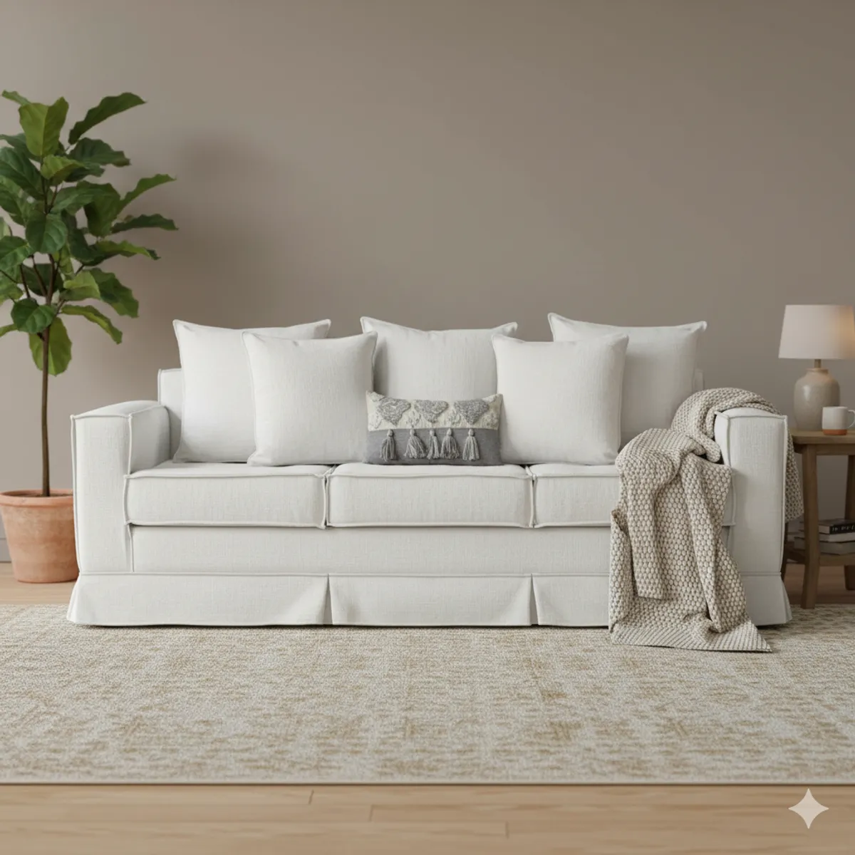 MUNDO LIVING - Living 311 Sahara Blanco inv Sofa 3 cuerpos + 2 poltronas resortes