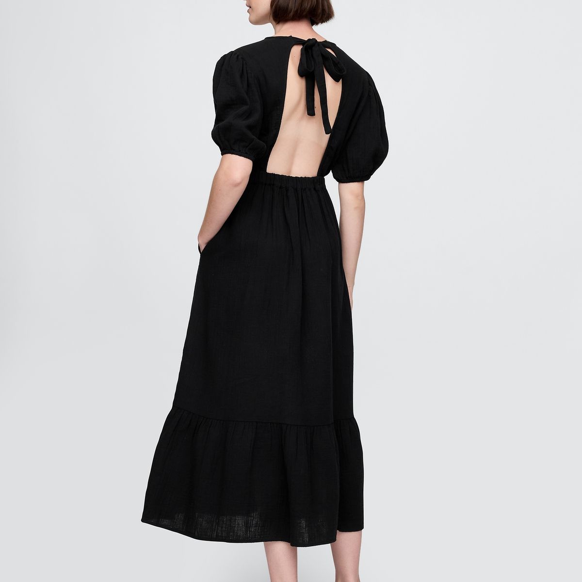 GAP - Vestido Mujer Gap Maxi Open Back Negro