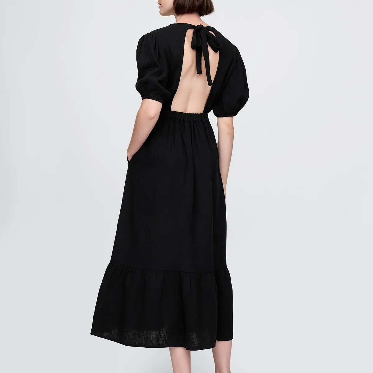 GAP - Vestido Mujer Gap Maxi Open Back Negro