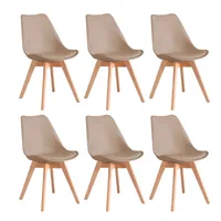 Pack de 6 sillas de comedor acolchada Tulip Beige