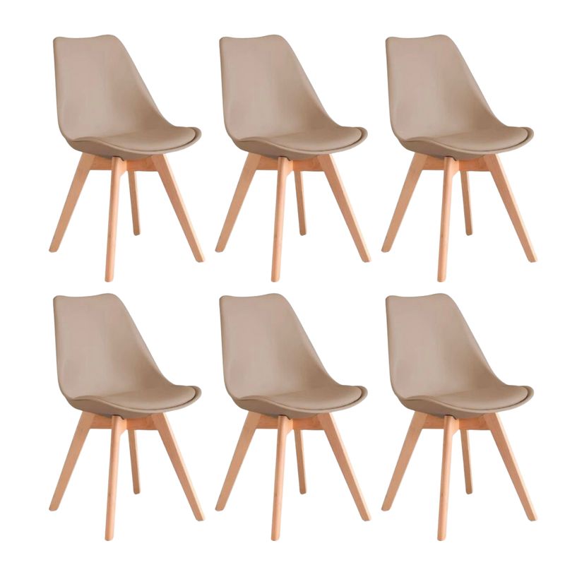 HABITA2 CHILE - Pack de 6 sillas de comedor acolchada Tulip Beige