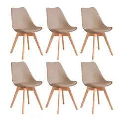 HABITA2 CHILE - Pack de 6 sillas de comedor acolchada Tulip Beige