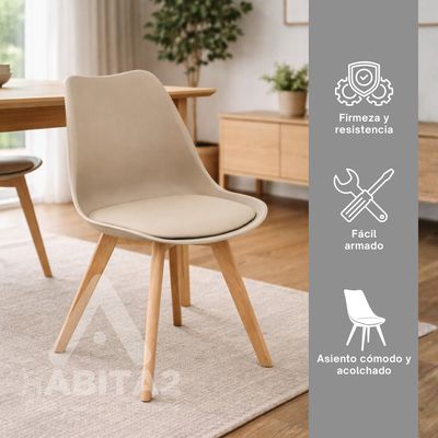 Imagen 2 del producto Pack de 6 sillas de comedor acolchada Tulip Beige