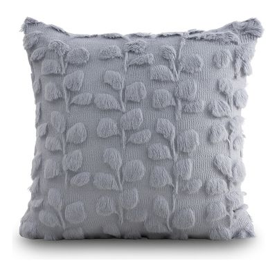 Imagen 2 del producto Funda cojín decorativa gris floral esponjosa 45x45 sala estar 674