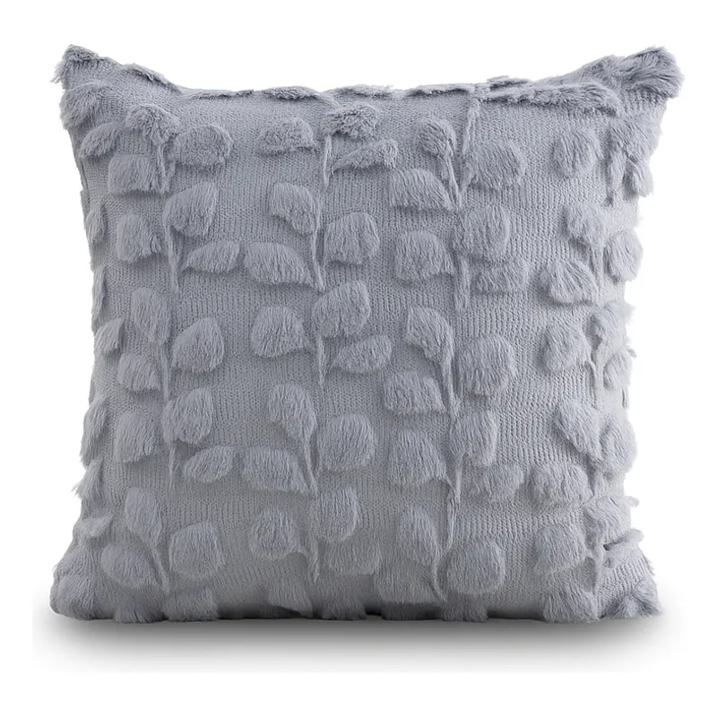 ARMONIA - Funda cojín floral gris esponjosa 45x45 decoración sala Chile 674