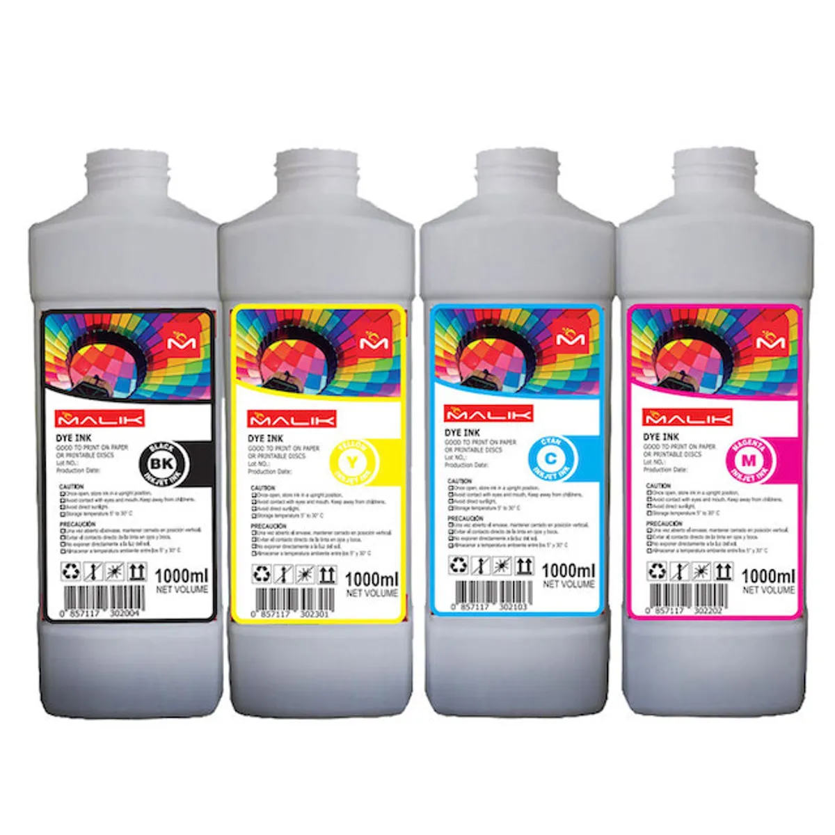 MALIK - Pack 4 Litros + 4 Botellas vacias para Epsn E/tank  L4150