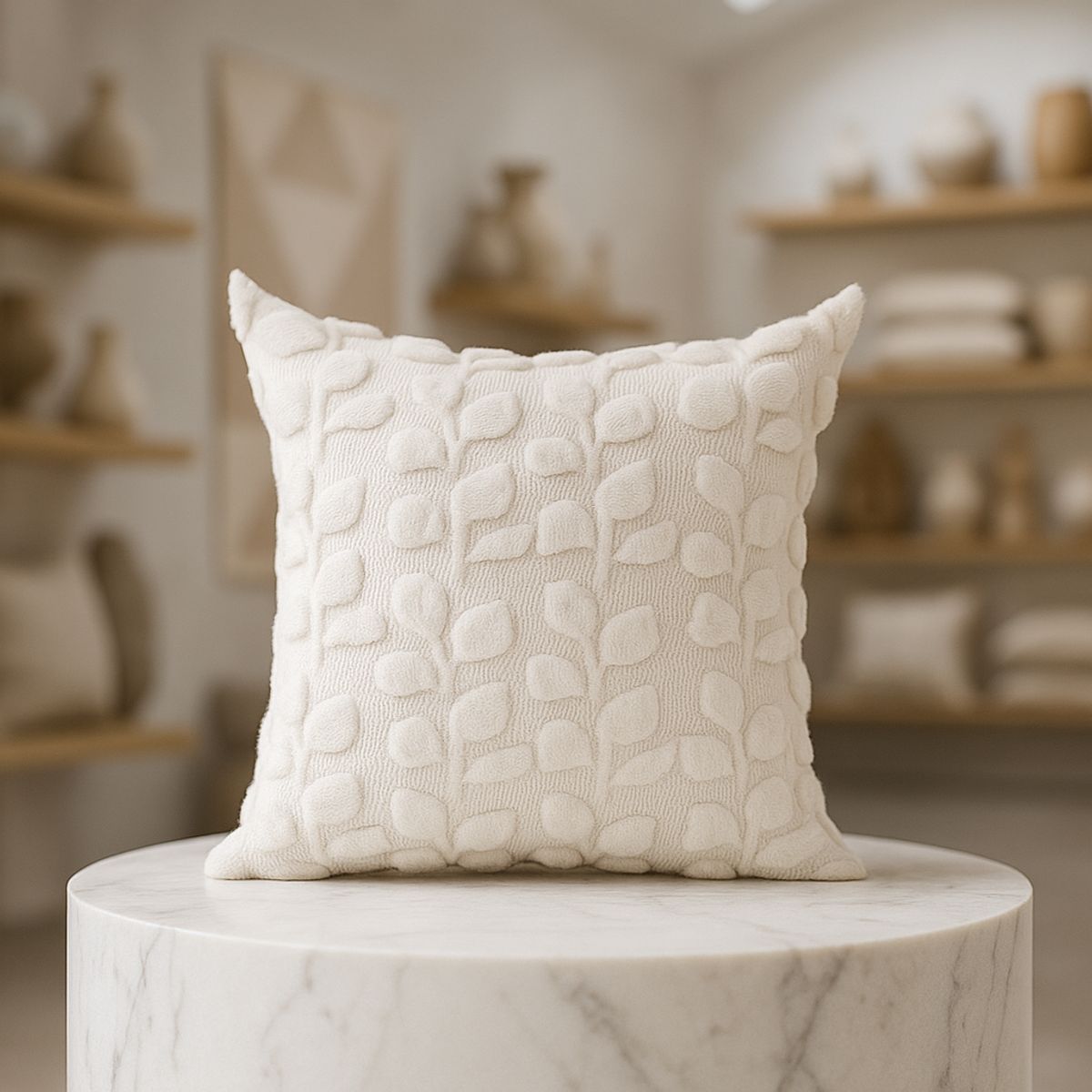 ARMONIA - Funda almohadón floral blanco 45x45 esponjoso sala CL 674