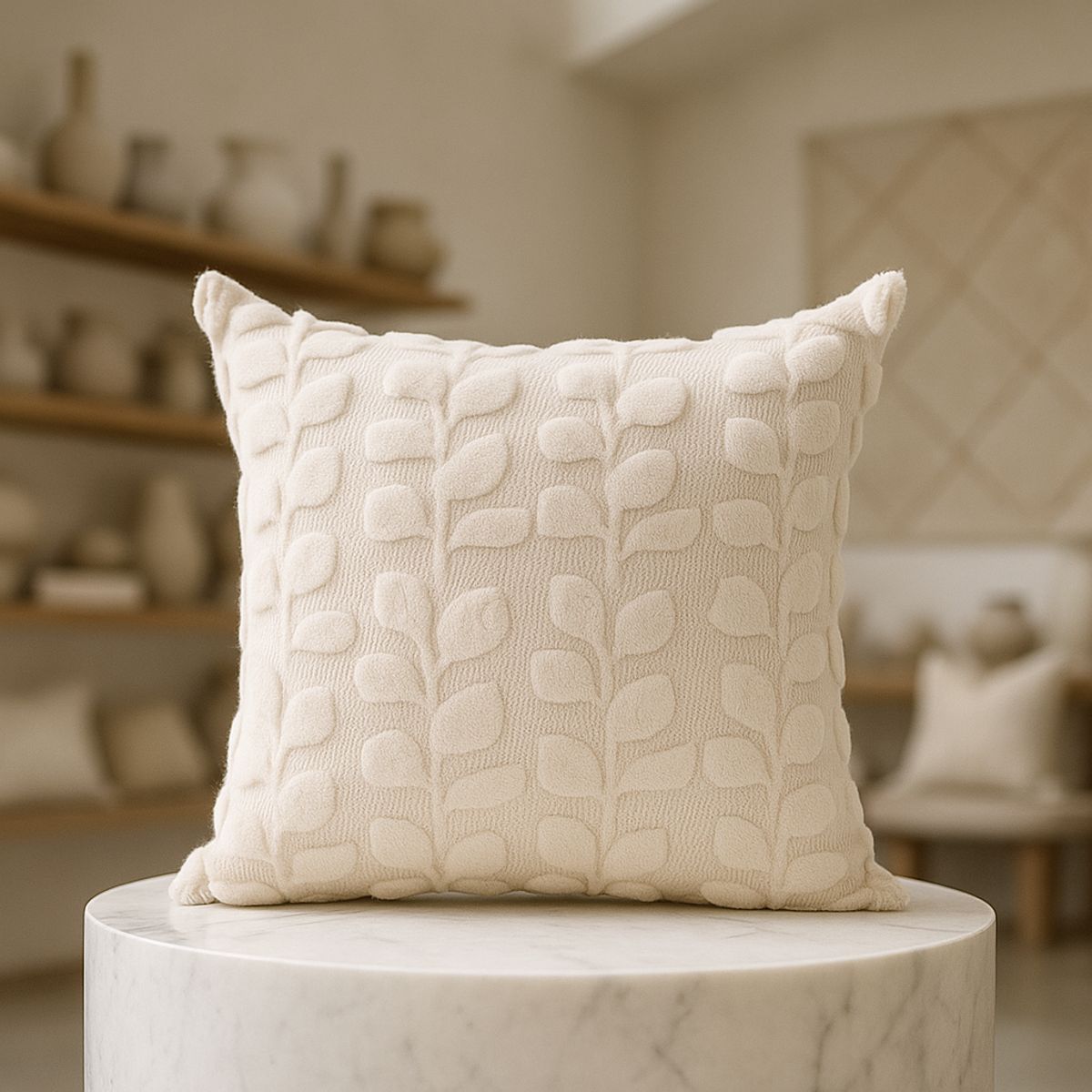 ARMONIA - Funda almohadón floral blanco 45x45 esponjoso sala CL 674