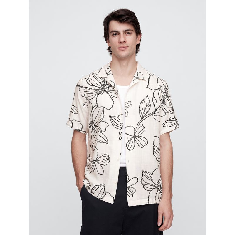 GAP - Camisa Hombre Resort Standard Fit Manga Corta Blanco Gap
