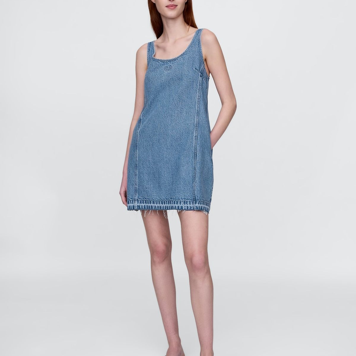 GAP - Vestido Mujer Mini Denim Logo Azul Gap
