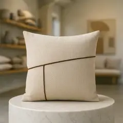 ARMONIA - Cubre cojín marrón 45x45 costura elegante para sofá dormitorio 677