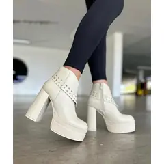 SNOOPY - Botin Mujer color Beige Taco Alto con Plataforma M488
