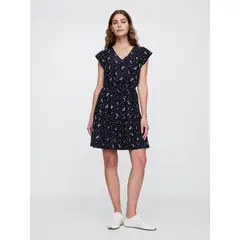 GAP - Vestido Mujer Tie Waist Floral Azul