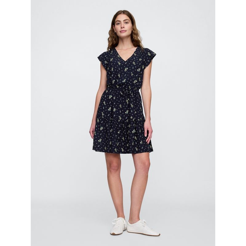 GAP - Vestido Mujer Tie Waist Floral Azul Gap