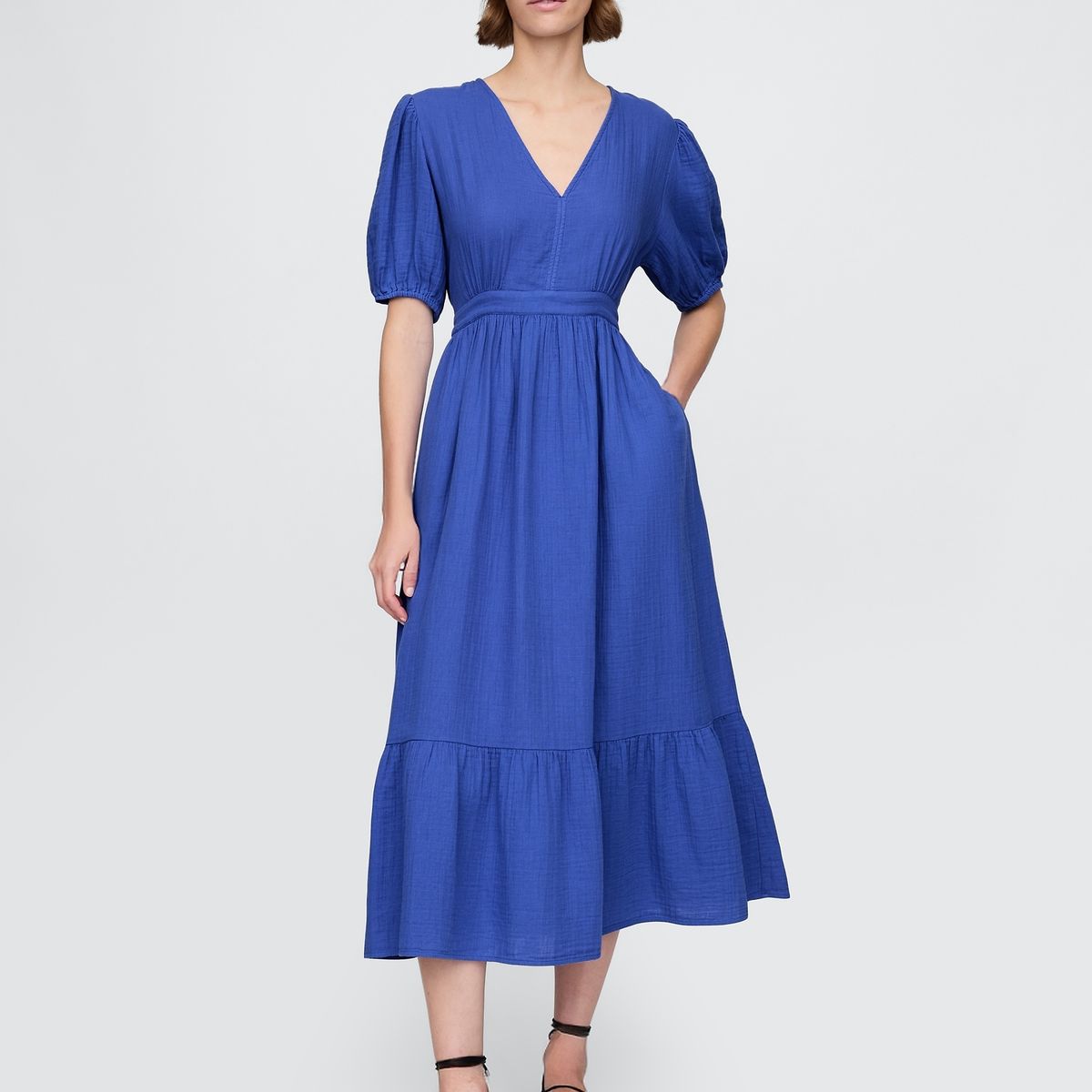 GAP - Vestido Mujer Maxi Open Back Azul Gap