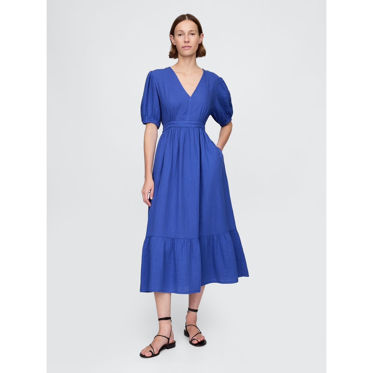 GAP - Vestido Mujer Maxi Open Back Azul Gap