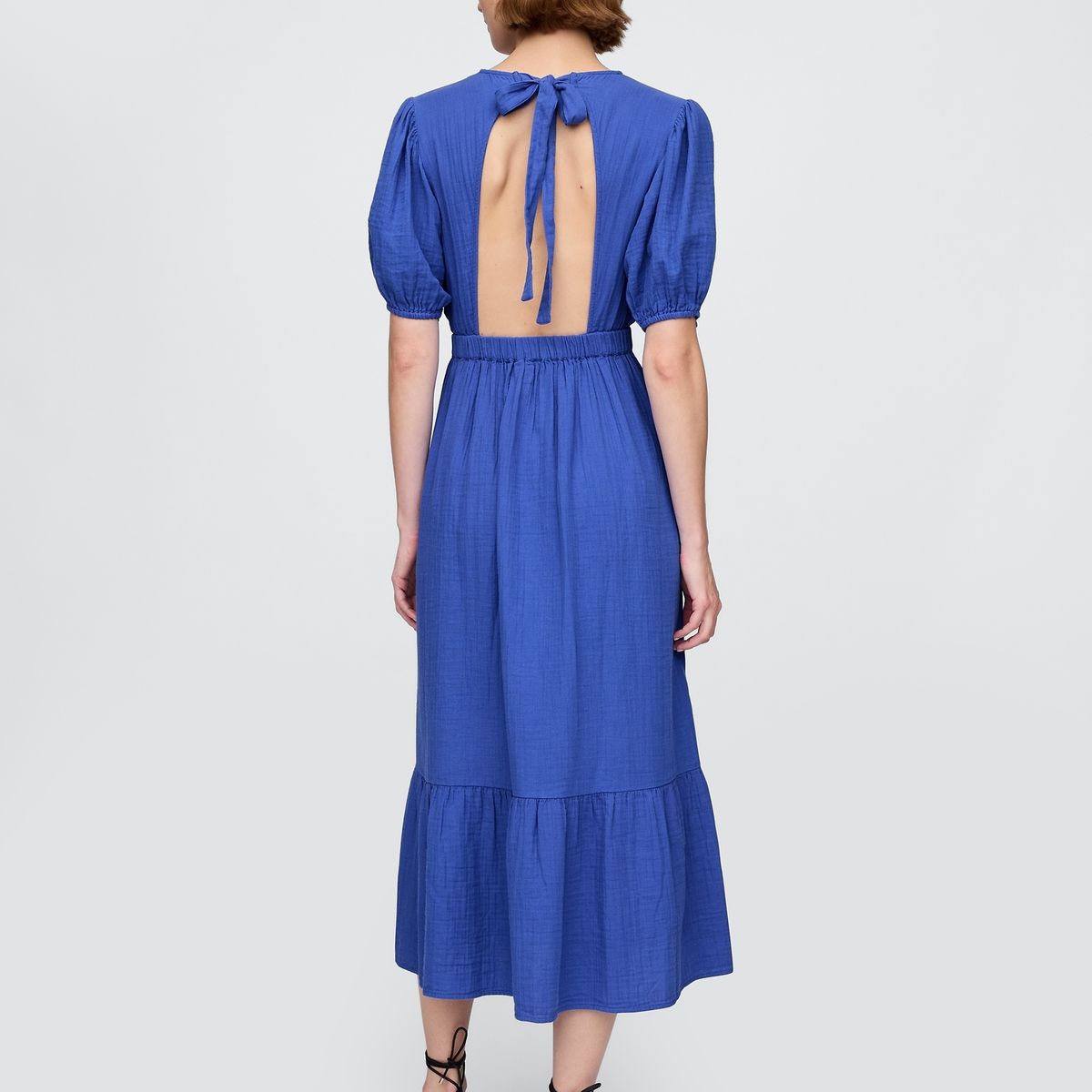 GAP - Vestido Mujer Maxi Open Back Azul Gap