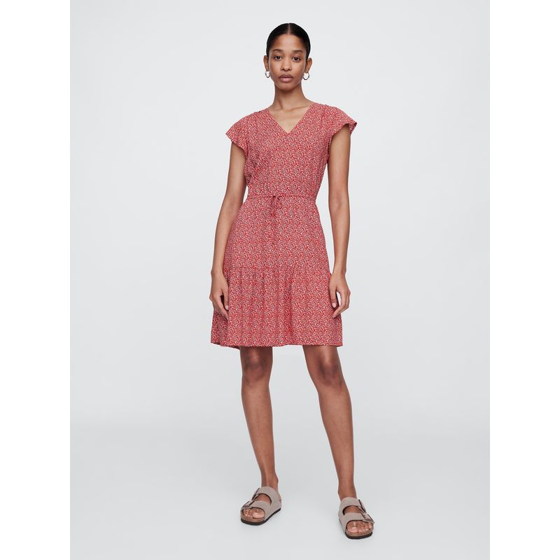 GAP - Vestido Mujer Tie Waist Rojo Gap