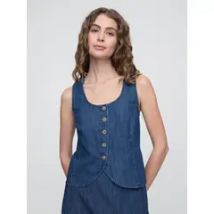 GAP - Vest Mujer Denim Scoop Neck Azul