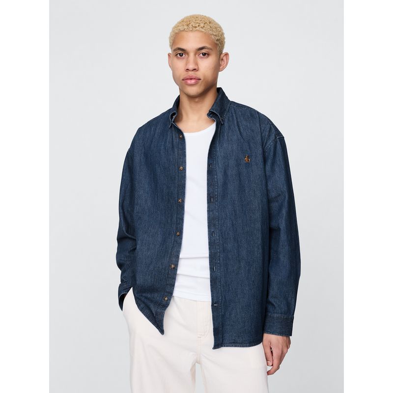 GAP - Camisa Hombre Denim Brannan Manga Larga Azul Gap