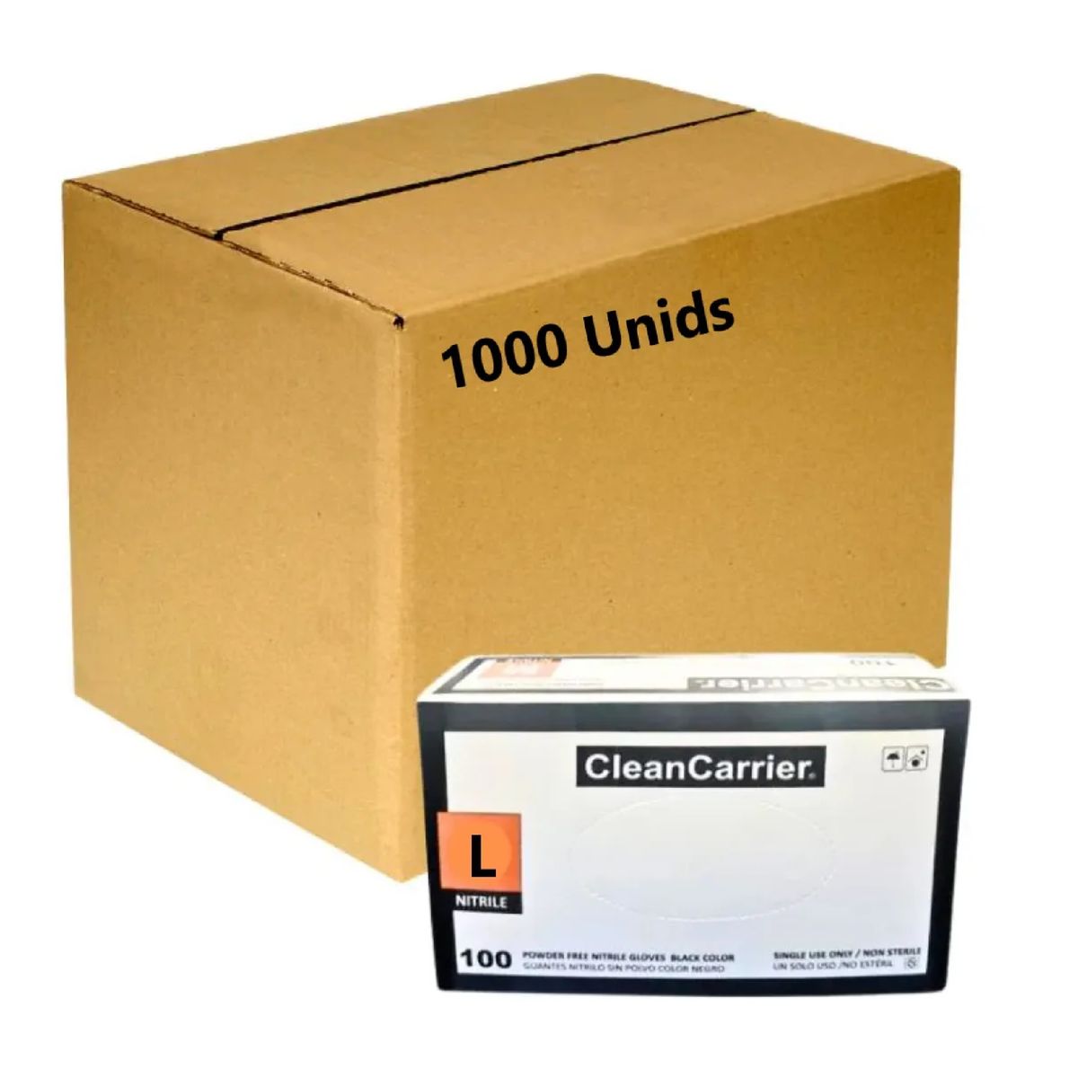 CLEANCARRIER - Guantes Nitrilo Negro S/polvo Talla L Pack X 1000 Unid