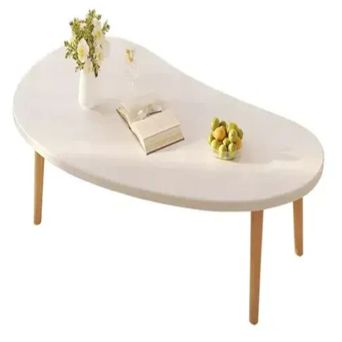 GENERICO - Mesa De Centro Ovalada 76x37x42 Cm Color Blanco Blanco