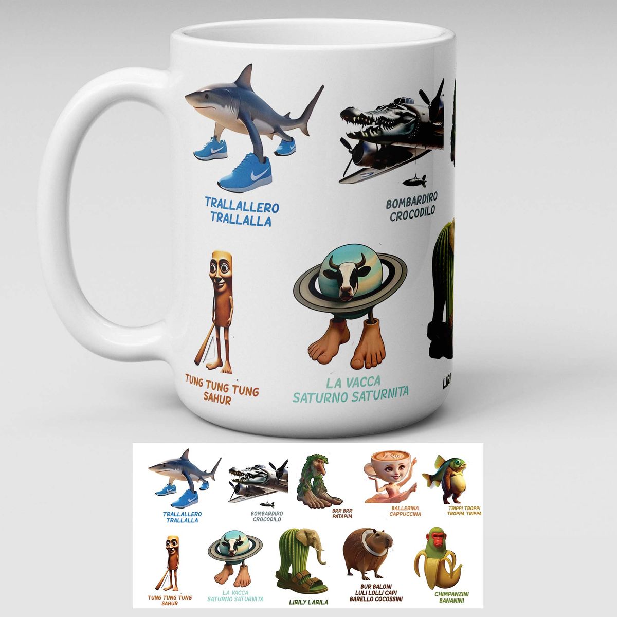 SM - Tazón Brainrot Italiano con Trallallero Ballerina Cappuccina y Chimpanzini